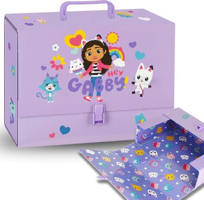 Gabby's Dollhouse Paarse map met handvat, kindermapper, stevig A4 9,5 cm
