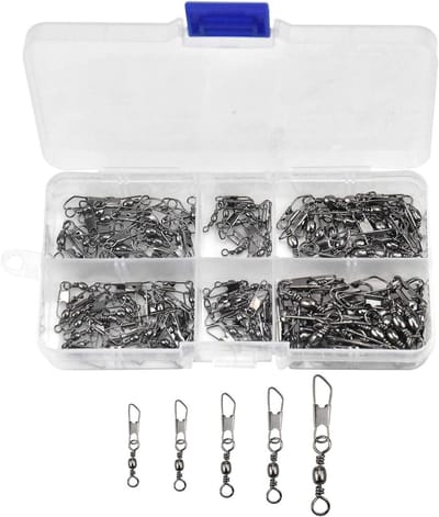 100 Stuks Vissers Barrel Swivels met Veiligheidsnap, Hoge Sterkte Tackle Kit - Maten 6# tot 14# voor Effectief Vissen
