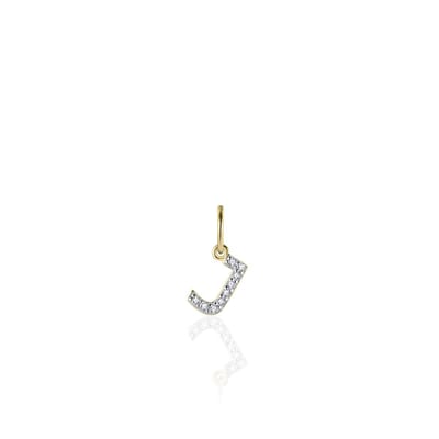 Gisser Jewels - Hanger excl. Collier - Letter J gezet met Zirkonia - 8mm - Geelgoud Verguld Zilver 925