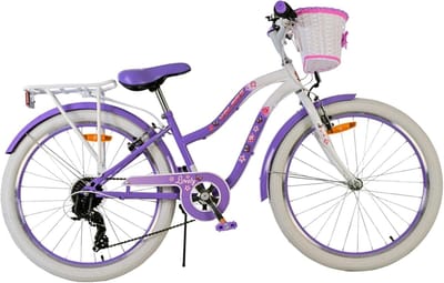 Kinderfiets Meisjes - Stadsfiets Kinderen - Dagelijks Gebruik - 7 Versnellingen - 24 Inch - Paars