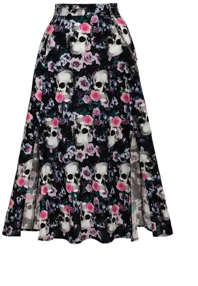 Hell Bunny - Rockabilly Midirok - Dorian Skirt - XS tot 4XL - voor Vrouwen - zwart