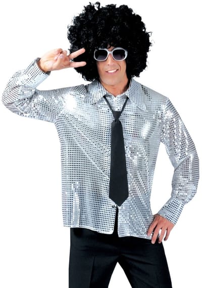 Zilveren glitter overhemd heren