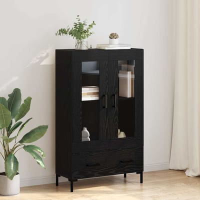 vidaXL - Highboard - Zwart - Eiken - 69,5 - x - 31 - x - 115 - cm - Bewerkt - hout