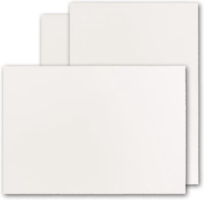 50 stuks DIN A4 handgescheurd vellum papier kaarten, natuurlijk wit, 260 g/m², halfmat, kartelrand