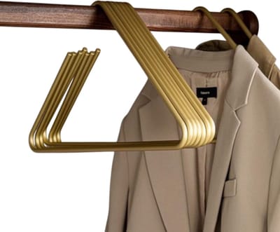 Creatieve Driehoek Kleerhangers Goude 5 Stuks Compacte Metalen Hangers Voor Jas Broek Sjaal Droogrek Magazijnstellingen Kledingkast Kleren Organiseren