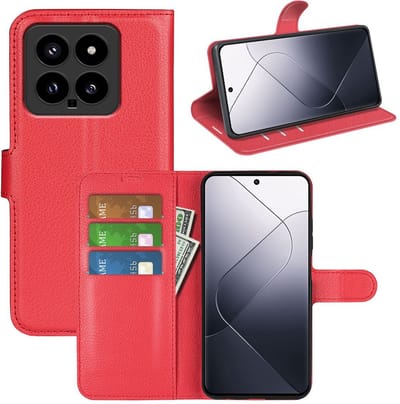 MobyDefend Hoesje - Geschikt voor Xiaomi 14 - Kunstleren Wallet Book Case (Sluiting Voorkant) - Rood