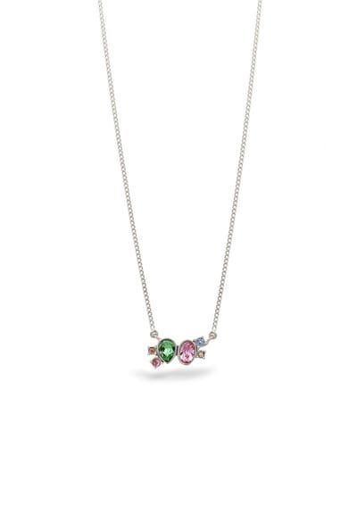 Elli - Halsketting - Ketting met steen Dames Glaskristallen Roos Lichtgroen Blauw 925 Sterling Zilver 45 cm -