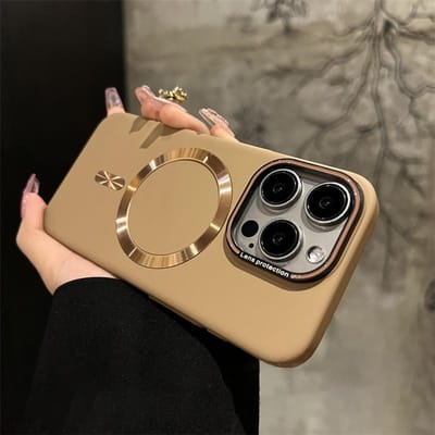 Luxe Voor Magsafe Draadloos Opladen Hoesje Voor iPhone 16 Pro Max 15 14 13 12 Matte Siliconen Magnetisch Schokbestendig Beschermhoes For iPhone 12 beige