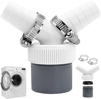Wasmachine Dubbele Aansluiting - Y-Afvoer Adapter - Y Stuk Afvoer - inlaat 18-24 mm, afvoer DN40 Ø 40 mm - voor vaatwasser, droger, wasmachine