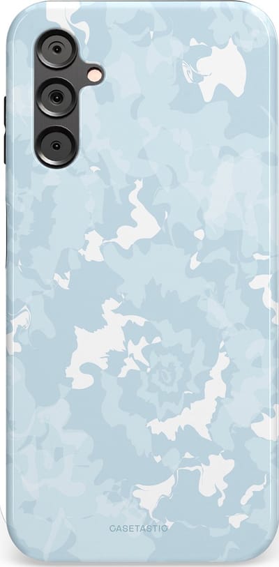Casetastic Hoesje Geschikt voor Samsung A14 (5G/4G) - Stijlvolle Beschermende Duo-layer Case - Blauwe wervels
