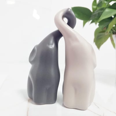 Verliefde Olifanten, Decoratief Figuur, Olifantenpaar van Keramiek, Harmonieuze Olifant, Wordt Gebruikt voor Huishoudtextiel, Dierendecoraties, Liefdesgeschenken