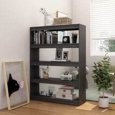 vidaXL - Boekenkast/kamerscherm - 100x30x135,5 - cm - massief - grenenhout - grijs