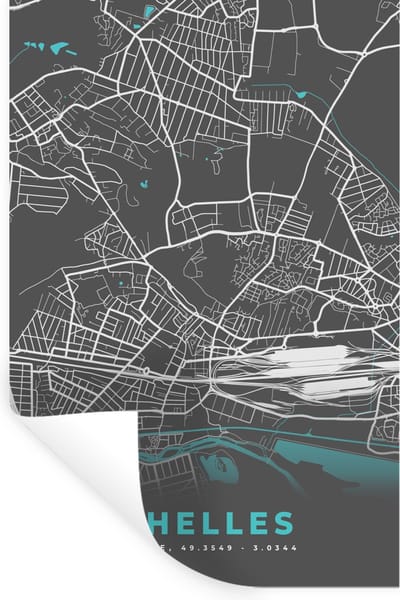 Muurstickers - Sticker Folie - Plattegrond – Kaart – Stadskaart – Frankrijk – Chelles - 20x30 cm - Plakfolie - Muurstickers Kinderkamer - Zelfklevend Behang - Zelfklevend behangpapier - Stickerfolie