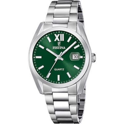 FESTINA MEN'S GREEN STAINLESS STEEL WATCH BRACELET F20707/8