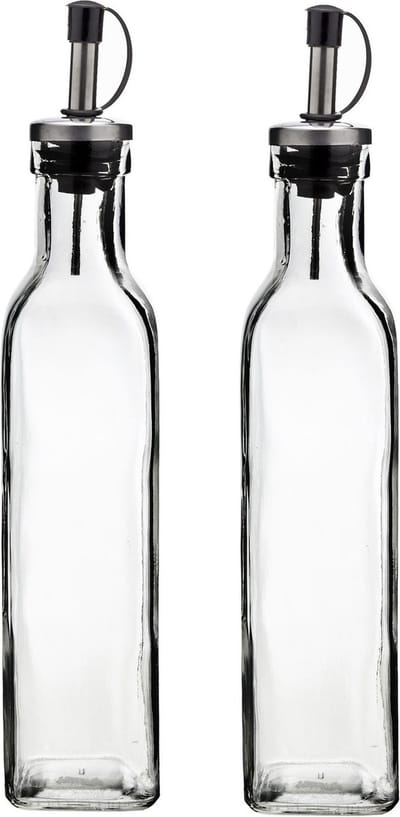 Cosy & Trendy Olie en azijn flessen - 2x - glas - 300 ml - schenktuit - afsluitbare dop