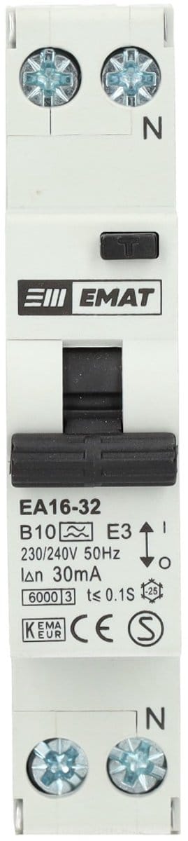 EMAT aardlekautomaat B10 1P+N 30mA Type A (85006002)