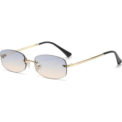 Lunettes de soleil elliptiques sans monture mode rétro pour femmes, métal de haute qualité, concaves, style INS, lunettes pour photographie de rue white