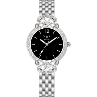 Invicta Wildflower 69112 Dames Horloge - Quartz Uurwerk -  met zwarte Wijzerplaat - 30mm