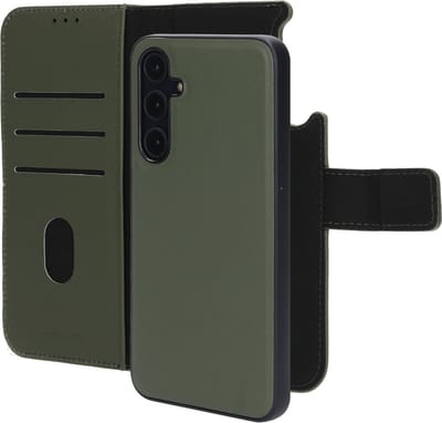 Mobiparts hoesje geschikt voor Samsung Galaxy A35 5G - Wallet 2-in-1 Boekhoesje - MagSafe - Echt Leder - Uitneembare Case - Sterke Magneet Sluiting - Contactloos betalen - Groen