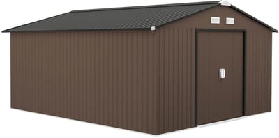 Fietsberging - Fietsenhok - Stalling - Tuinschuur - Huis - Overdekt - Bruin - Scooter - Fiets