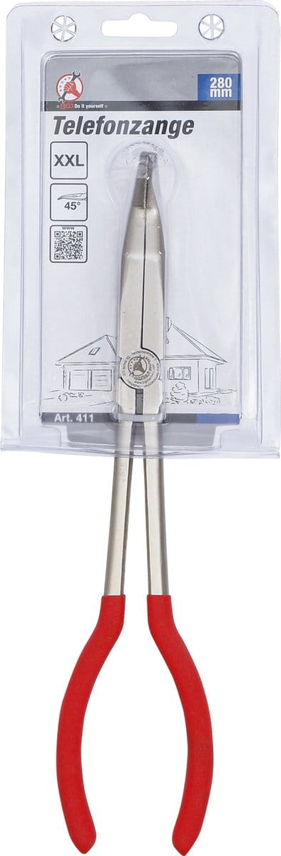 BGS Telefoontang extra lang 45° gebogen 280 mm