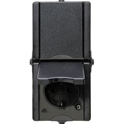 Kopp ProAQA wandcontactdoos dubbel RA voorbedraad opbouw spatwaterdicht Zwart IP44 verticaal