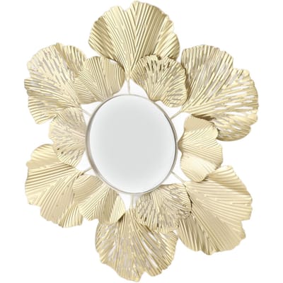 Miroirs Muraux Modernes Simples Décoratifs Résistants à l'Usure Inaltérables Miroirs Muraux Feuille de Ginkgo pour Chambre à Coucher Salon beige