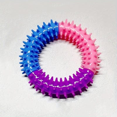 1 stuks TPR Hond Duurzaam Kauwspeelgoed, Driekleurige Spike Ring Hond Interactief Speelspeelgoed, Tandenreiniging Trainingsspeelgoed Huisdierbenodigdheden, Vakantiecadeaus 1pc blue