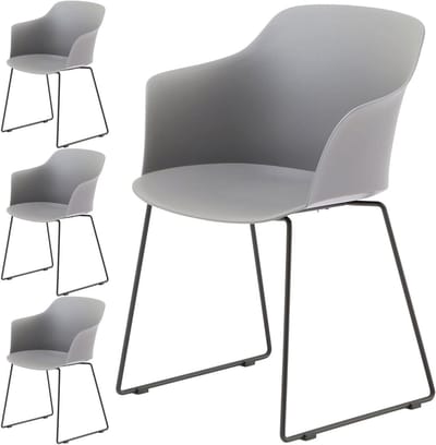 Tuinstoel - Buitenstoel - Buiten Zitten - Ergonomische Kuipzitting - 45 cm zithoogte - Grijs