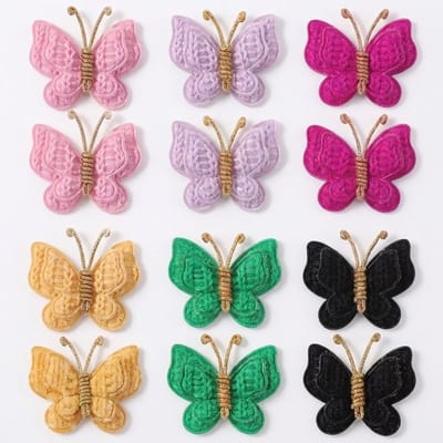 Gehaakte vlinder haarspeld set – kleurrijke vlinder haarclips voor meisjes en dames – zachte gehaakte vlinder clipjes – multicolor set van 12 stuks