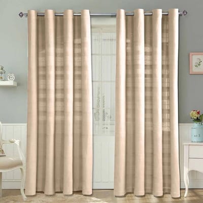 Homescapes gordijnen met oogjes Rajput naturel set van 2, 137 x 137 cm