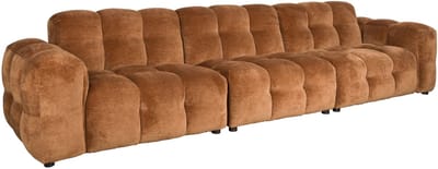 Dutchbone Hackman 4,5-zitsbank Velours Cognac Bruin
