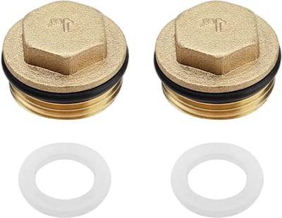 2 Stuks Messing Pluggen met Rubber Ring, Blinde Plug voor 1 Inch Buitendraad, Ideaal voor Verwarming, Sanitair en Drinkwaterinstallatie