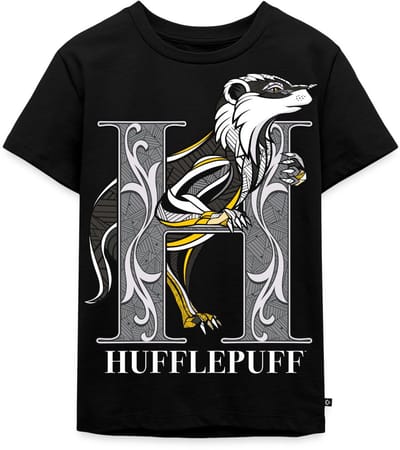 Harry Potter Hufflepuff Coat of Arms Monochrome Premium T Shirt Kinderen