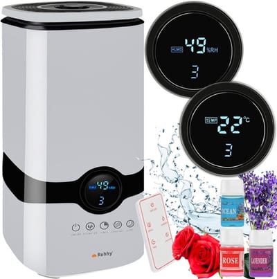 Playos® - Luchtbevochtiger met Ionisator - 4 Liter - met Afstandsbediening - Hygrometer - met Geurolie - Aromatherapie - Geurverspreider -