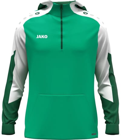 Jako Dynamic Hooded Half Zip Kinderen - Groen / Wit / Donkergroen | Maat: 128