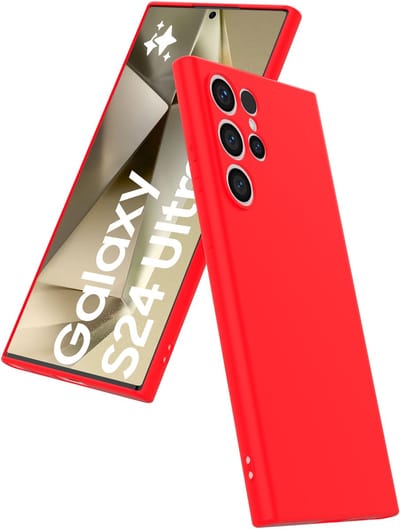 Smartphonica Telefoonhoesje Geschikt voor Samsung Galaxy S24 Ultra Siliconen met Zachte Beschermende Binnenkant - BackCover Case Soft Inside - Rood geschikt voor Samsung Galaxy S24 Ultra