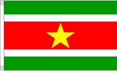 Scoby - Surinaamse Vlag - Surinamese Flag - Suriname - 90x150cm - Original Colors - Strong Quality - Inclusief Bevestigingsringen