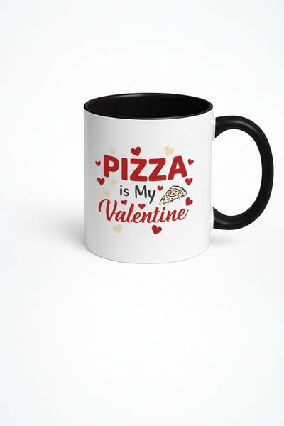 Pizza is My Valentine Mok | Grappig Valentijn Cadeau voor Pizzaliefhebbers | Unieke Koffiemok met Hartjes
