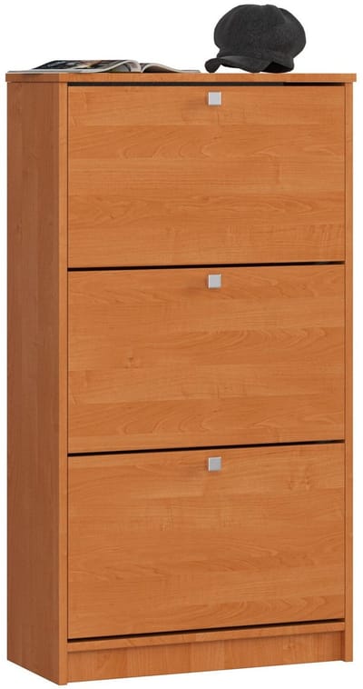 Olchahouten Schoenenkast met 3 Kantelbare Deuren - 60 cm Wide - Klassiek Design