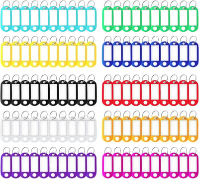 Beschrijfbare sleutelhanger Kleur sleutelhanger Etikethouder Manuscripten Identificatietags 10 kleuren sleutelhanger