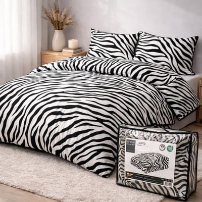 Valking Bedrukt Dekbed - Dekbed Zonder Overtrek - Zebra - 140 x 220 cm - Hoesloos - 2 in 1 dekbed - Wasbaar