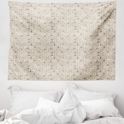 ABAKUHAUS Oosterse wandtapijt, klassiek oosters motief in neutrale kleuren, 150 x 110 cm, lichtbruin
