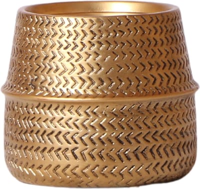 Kolibri Home | Groove bloempot - Gouden keramieken sierpot - potmaat - Ø9cm