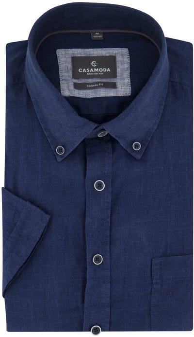 casual overhemd korte mouw Casa Moda Casual Fit donkerblauw