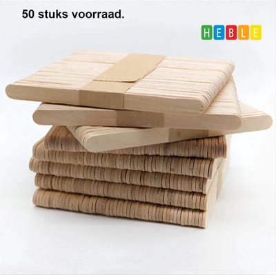 *** 50 Stuks houten ijsstokjes 15 cm - knutselhoutjes - lollystokjes - knutselstokjes - knutselen - knutselpakket - van Heble® ***