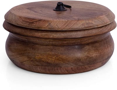 Houten Roti Houder - Broodtrommel Flatbread - Brood Warm Houden - Handgemaakt Decoratief - 22 cm - Natuurlijk Hout