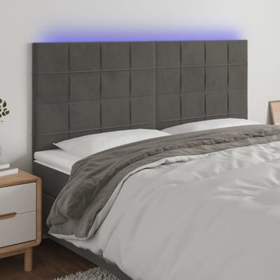 vidaXL - Hoofdbord - LED - 160x5x118/128 - cm - fluweel - donkergrijs