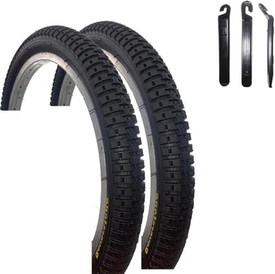 Fietsbanden Set - Banden & Mantel - Fiets Onderhoud - Inclusief Bandenlichters - 20 x 2.125 inch - Zwart