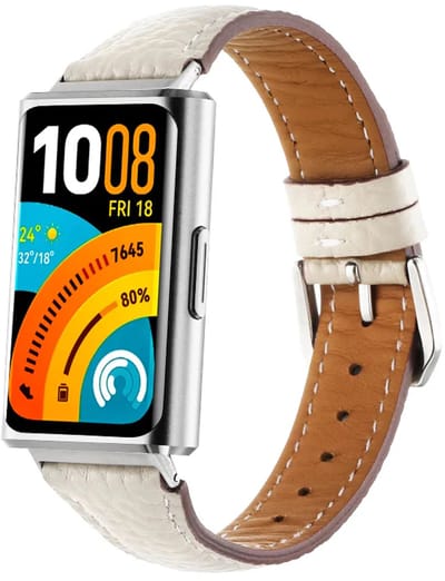 Strap-it Leren bandje geschikt voor Huawei band 11 / Huawei band 11 Pro - Sterrenlicht